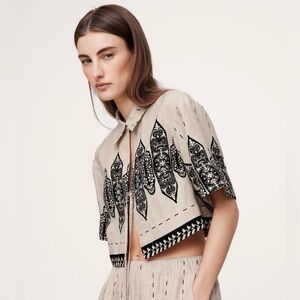 Banana Republic Linen Tie-Front Cropped Shirt